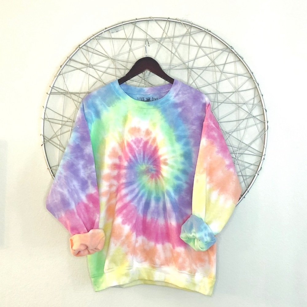 NEW pastel rainbow tie dye crewneck sweatshirt
